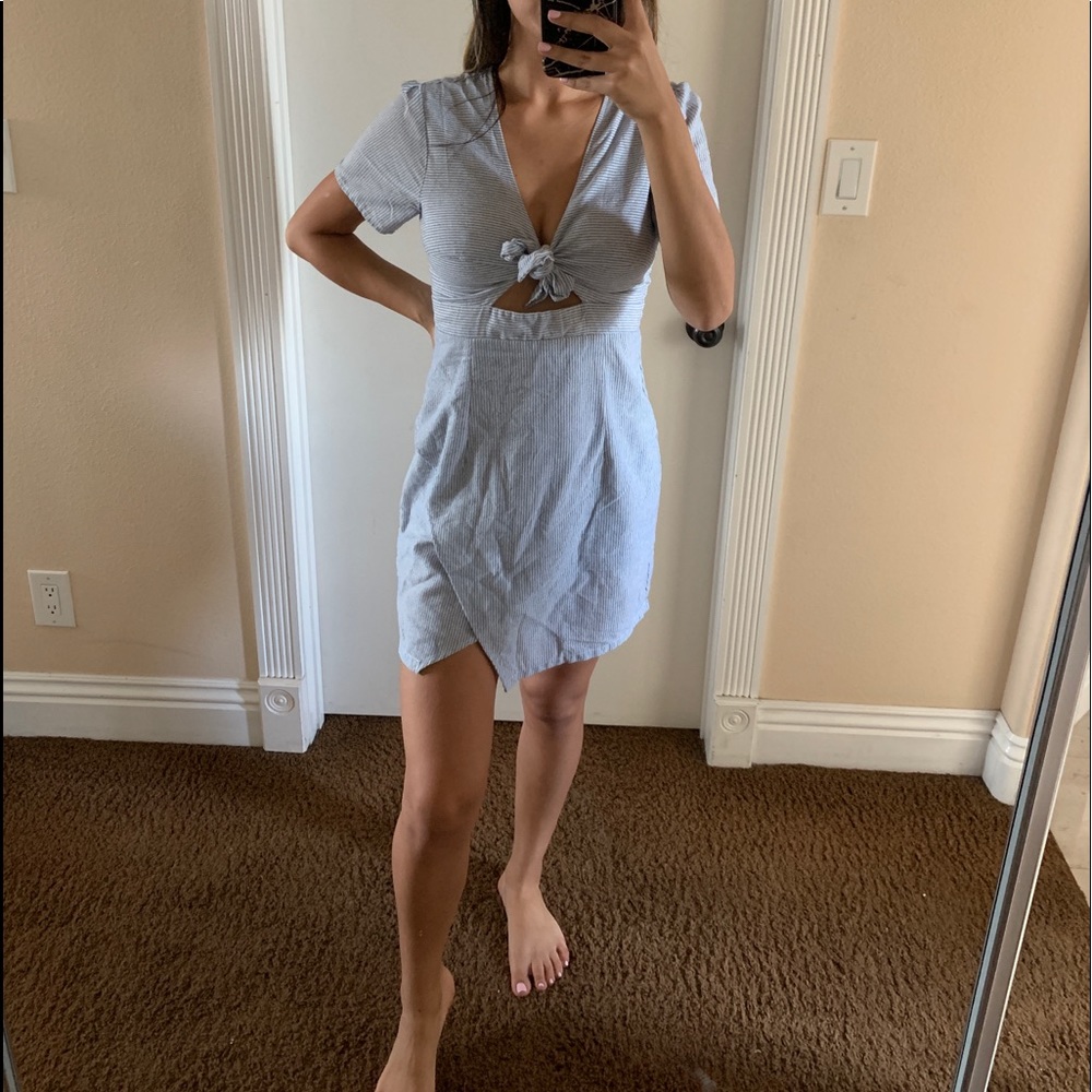 Cotton candy LA blue and white stripped dress